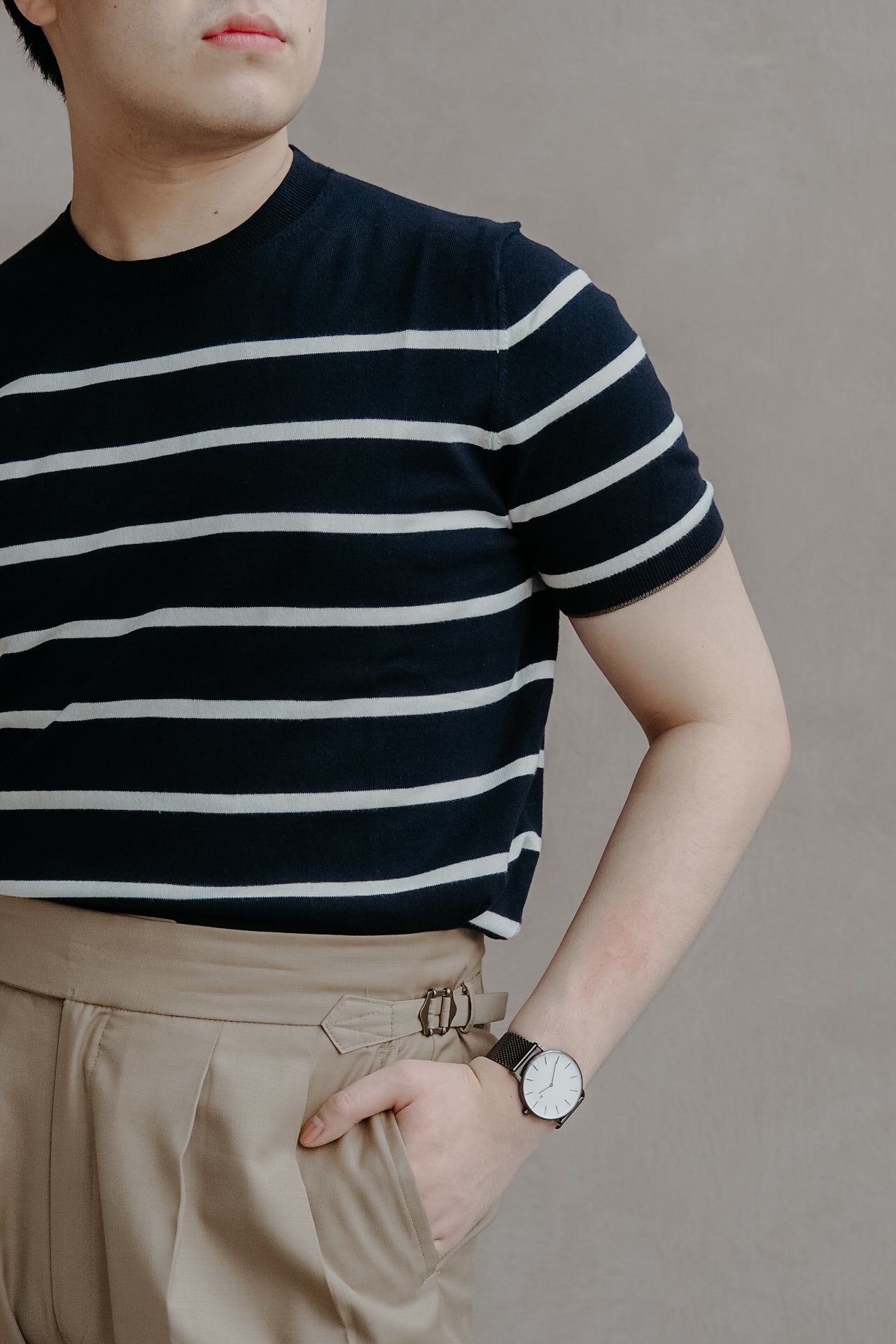 Knitted Stripes Shirt in Deep Cerulean