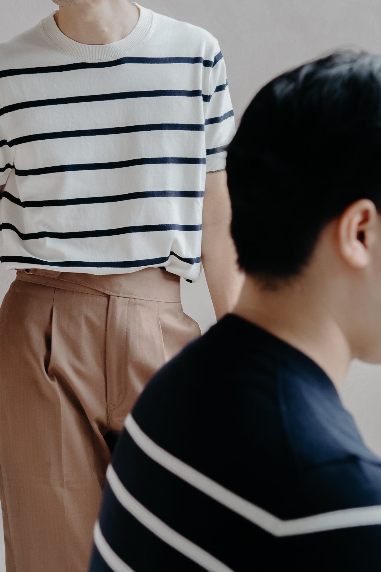 Knitted Stripes Shirt in Crème