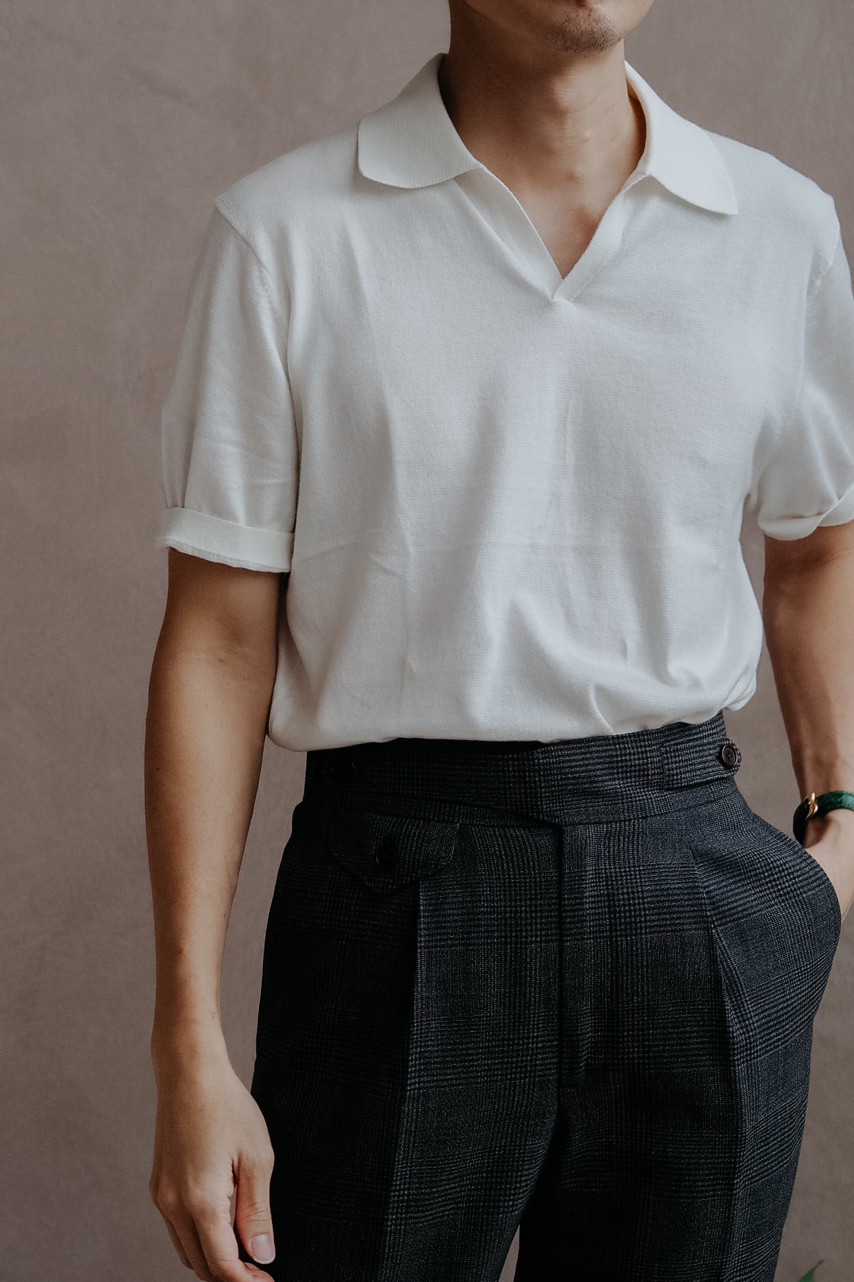 Ivory Buttonless Polo Shirt