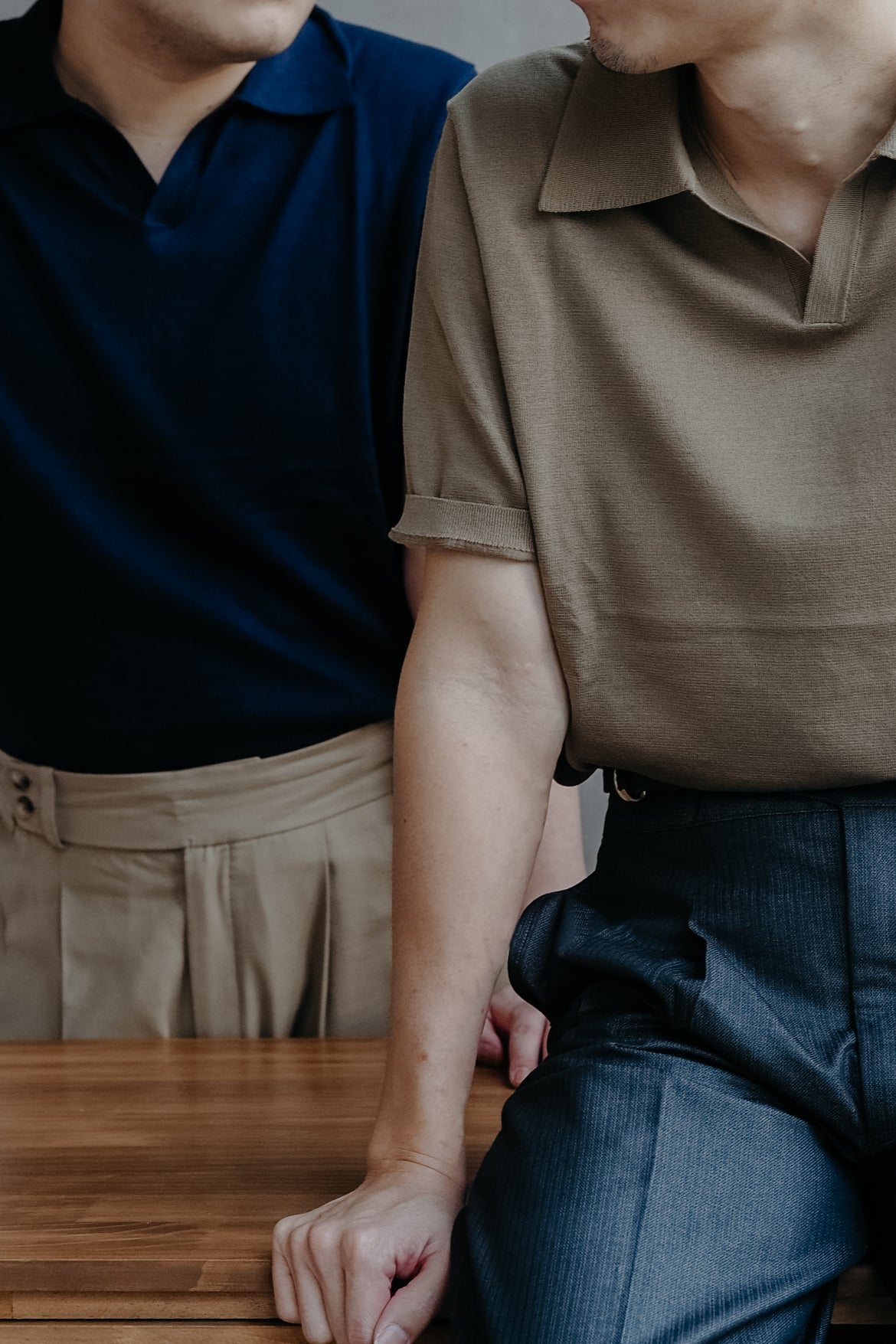 Oxford Blue Buttonless Polo Shirt