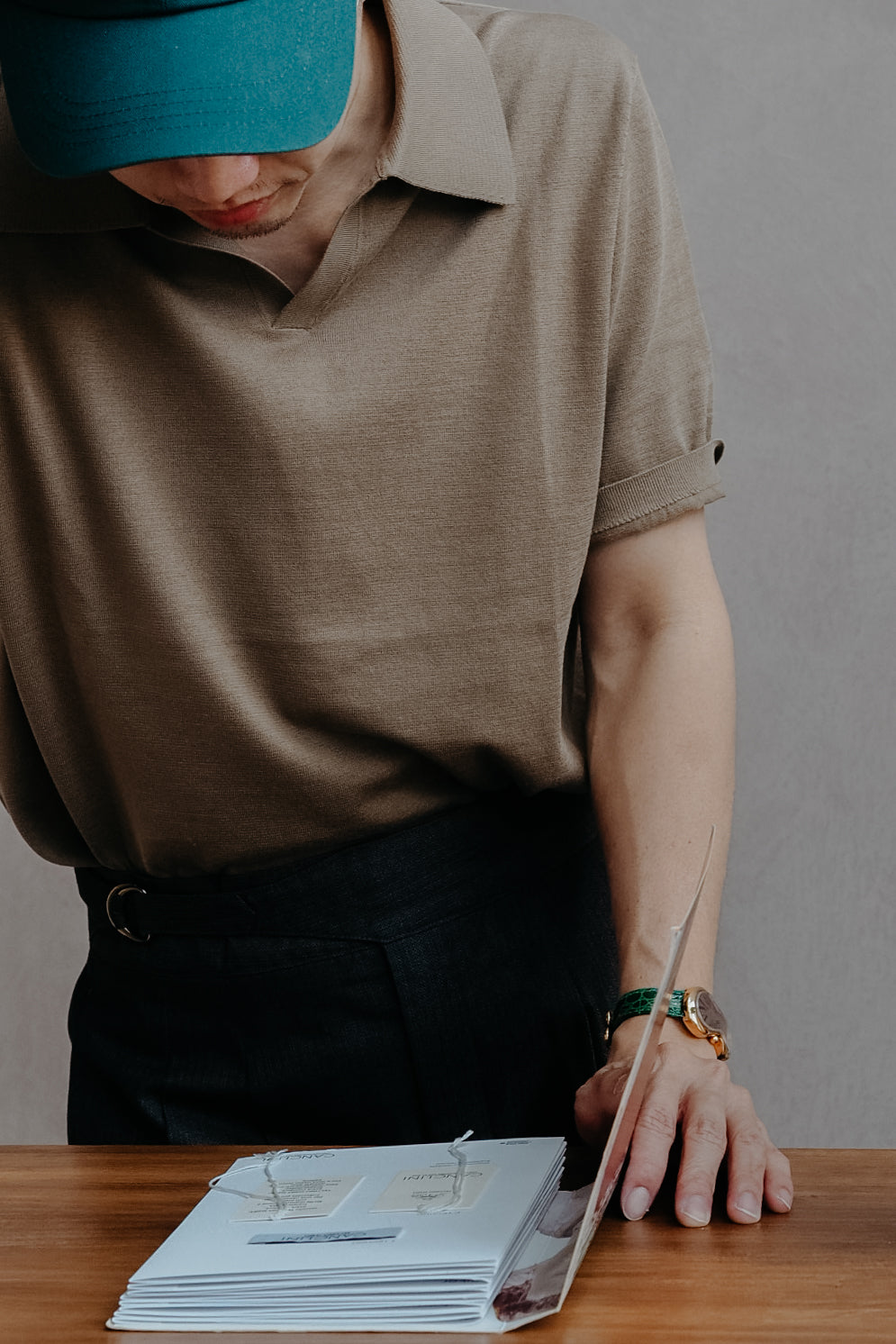 Sepia Brown Buttonless Polo Shirt