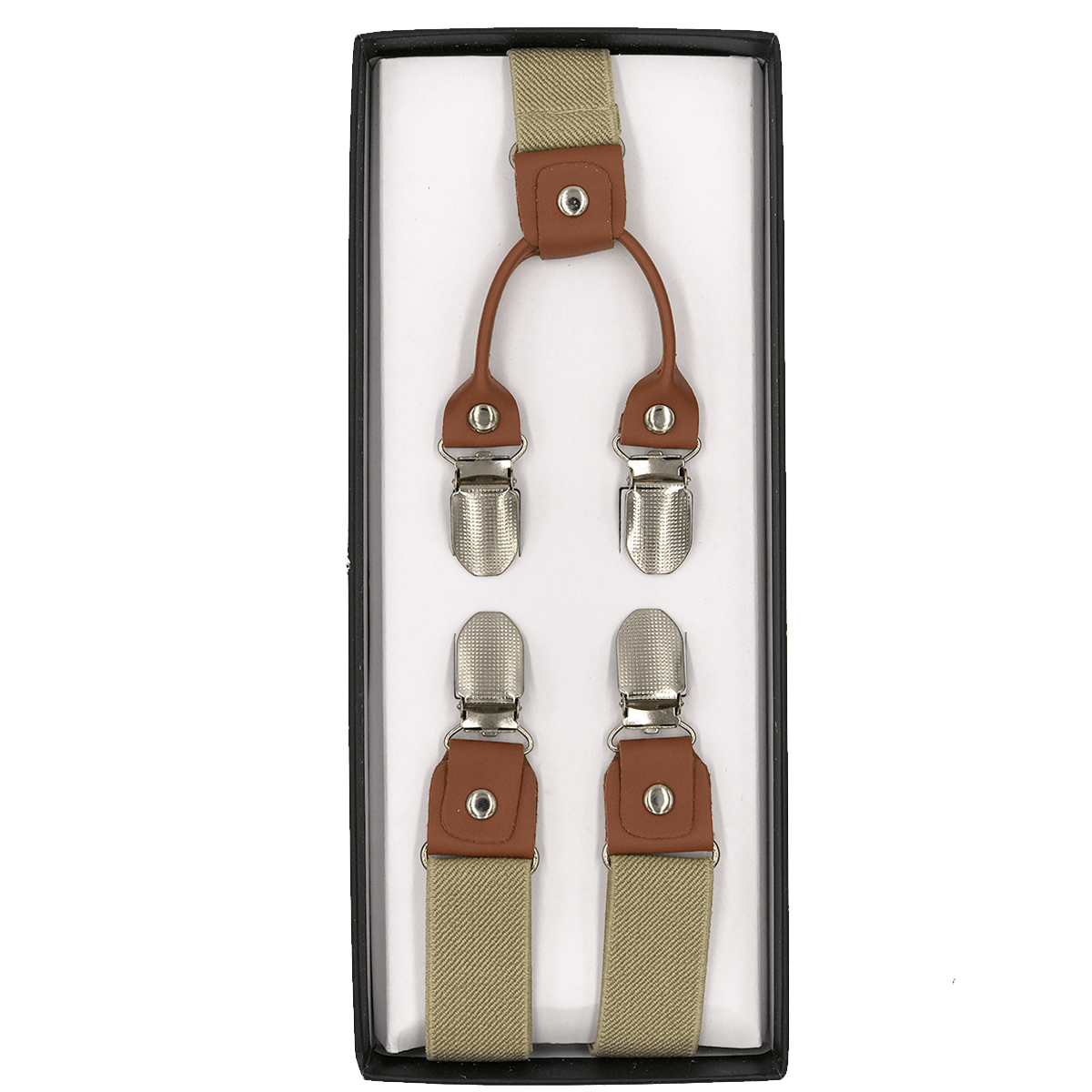 4 Prong Clip-On Suspenders - (Khaki) - Assemble Singapore