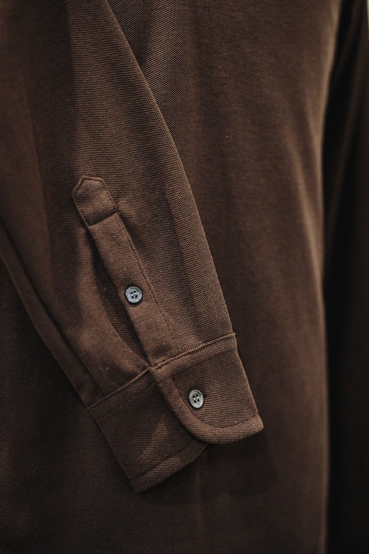 One Piece Collar Polo Tee Long Sleeve - Brown - Assemble Singapore