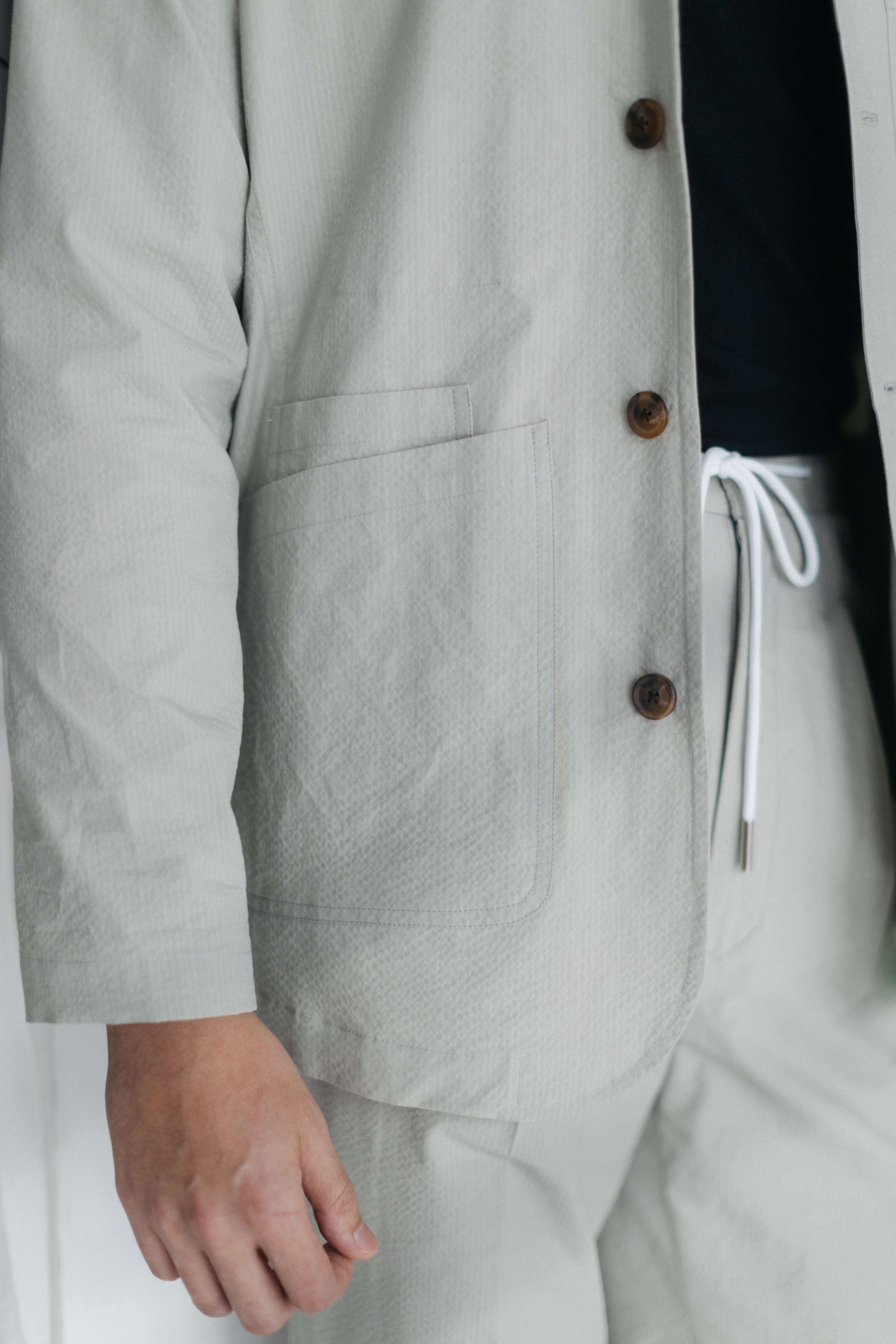 Nevada Sky Seersucker Camp Collar Shirt Jacket