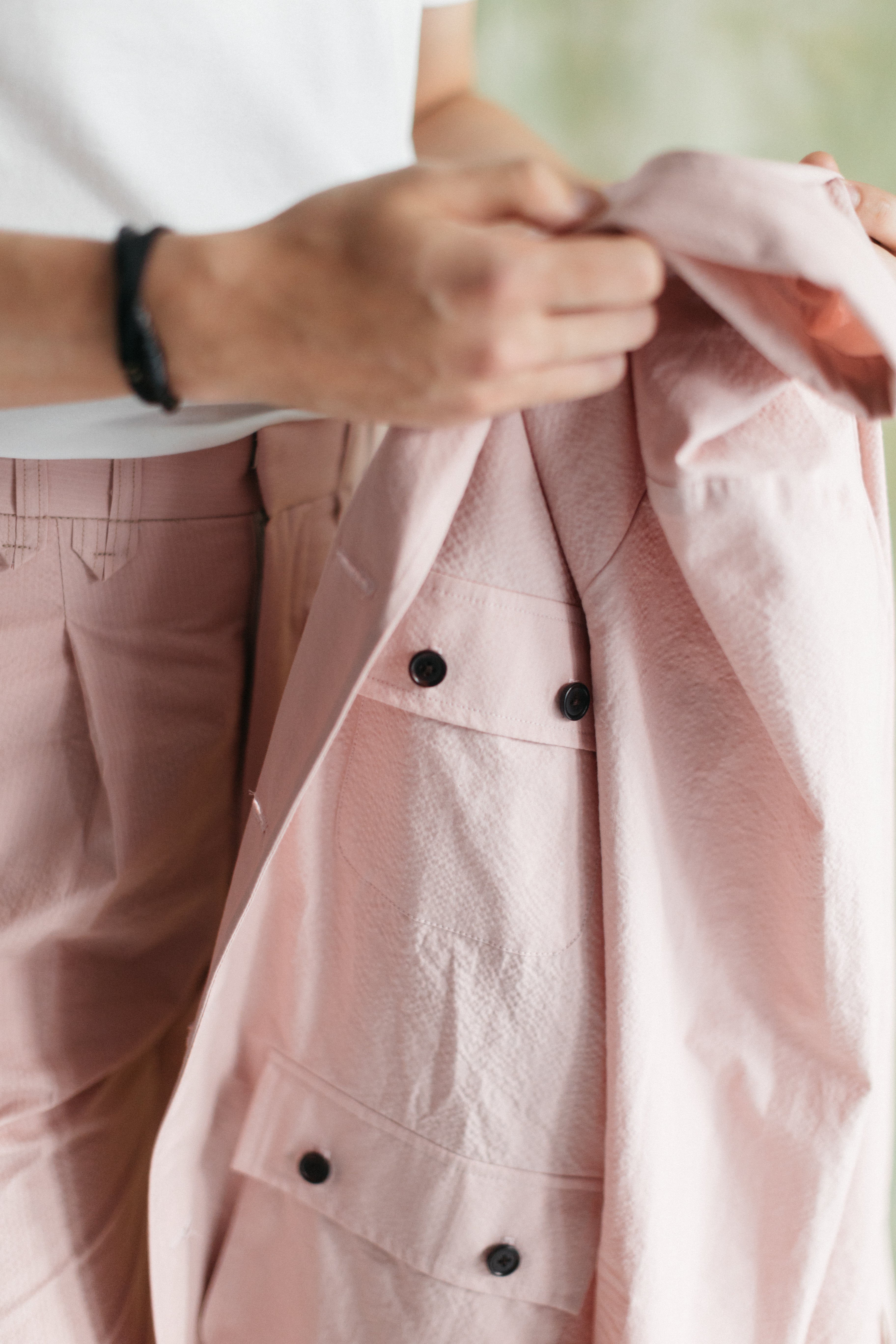 Crepe Seersucker Safari Shirt Jacket
