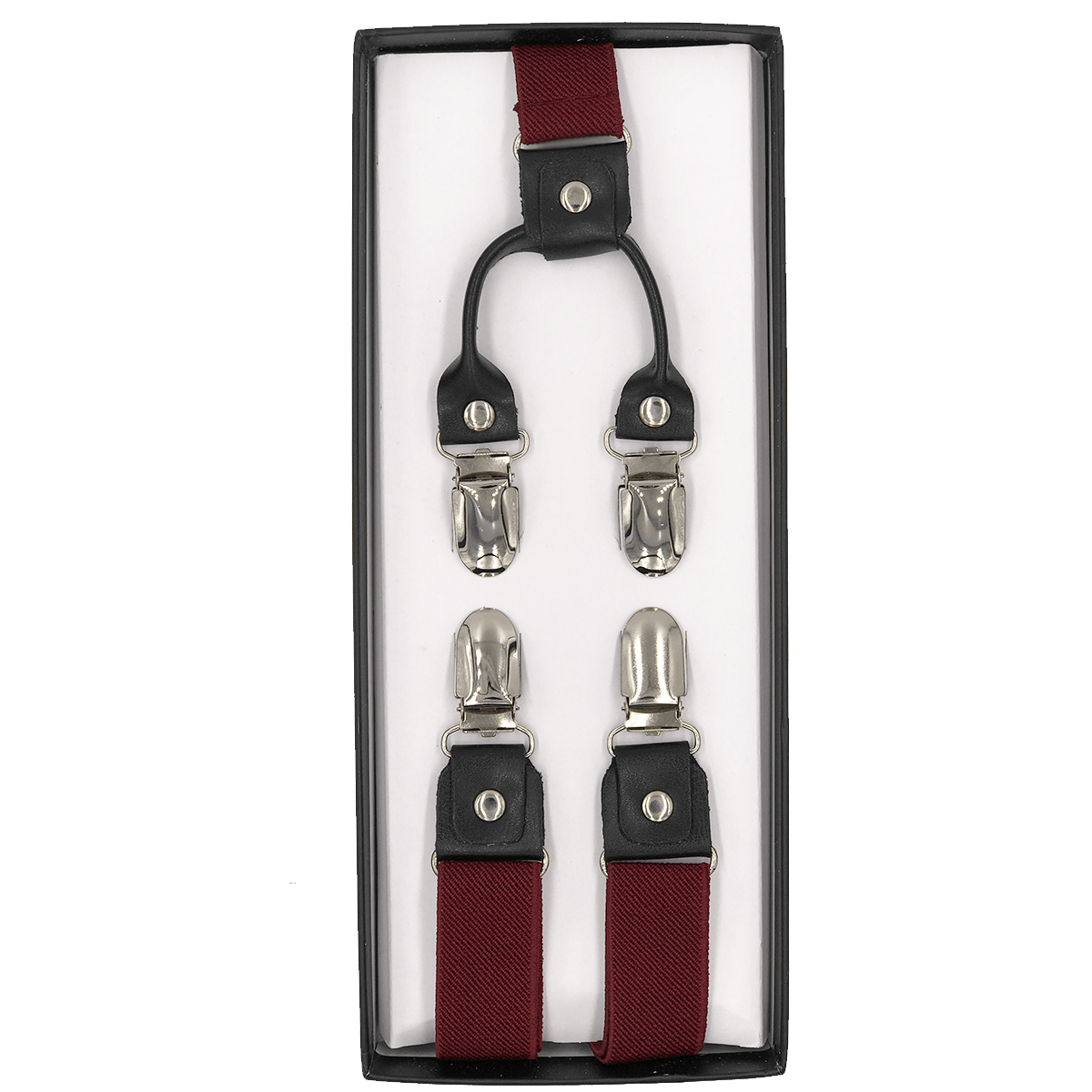 4 Prong Clip-On Suspenders - (Wine Red) - Assemble Singapore