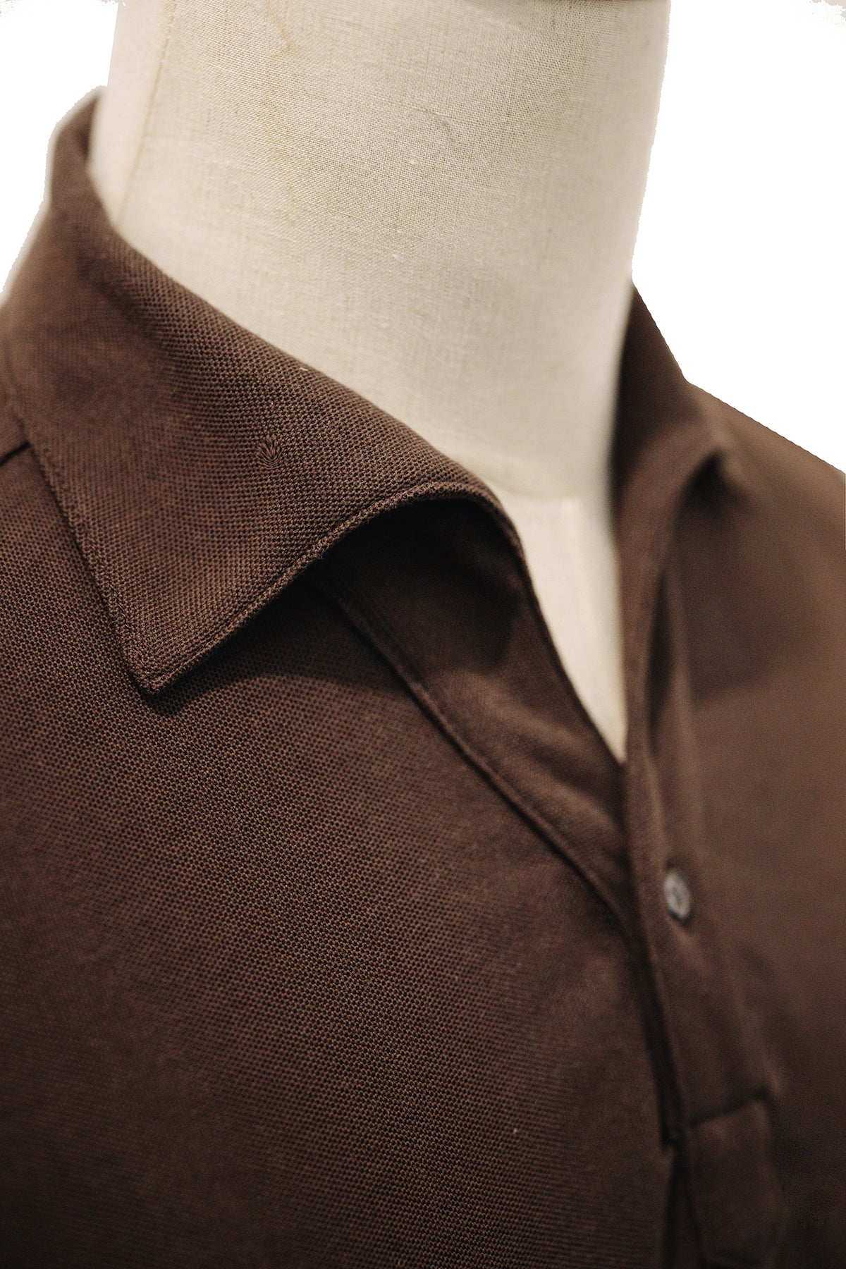 One Piece Collar Polo Tee Long Sleeve - Brown - Assemble Singapore