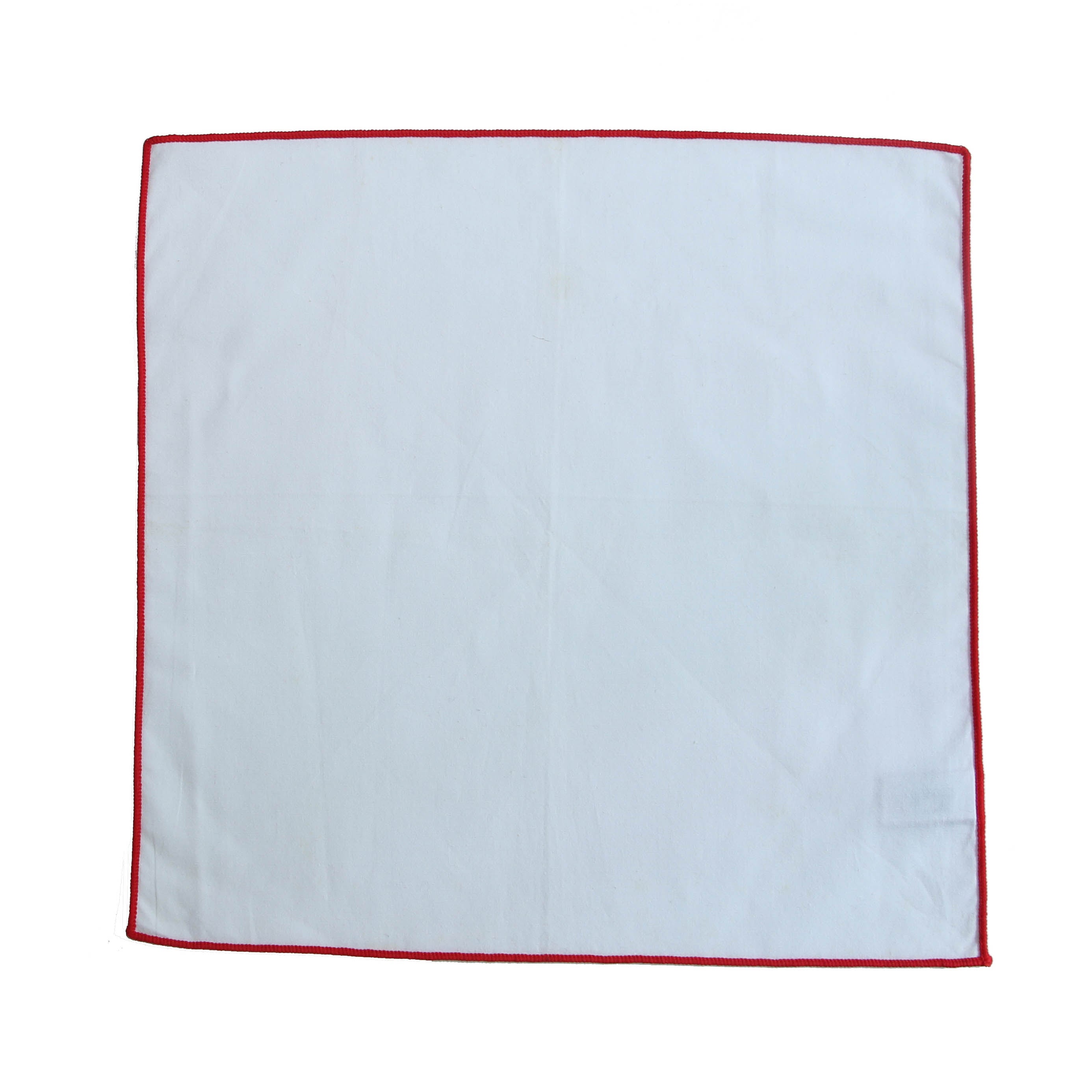 White with Red Trimmings Pocket Square - Assemble Singapore