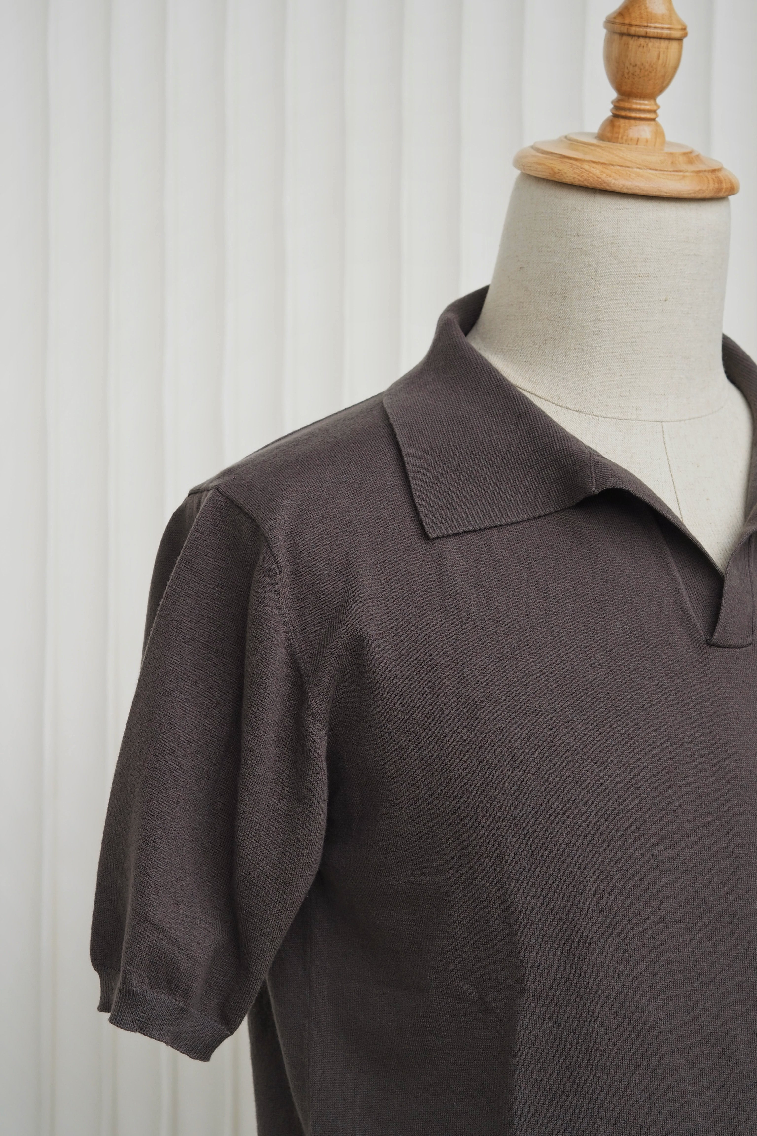 Jersey Knit Polo Tee - Brown - Assemble Singapore