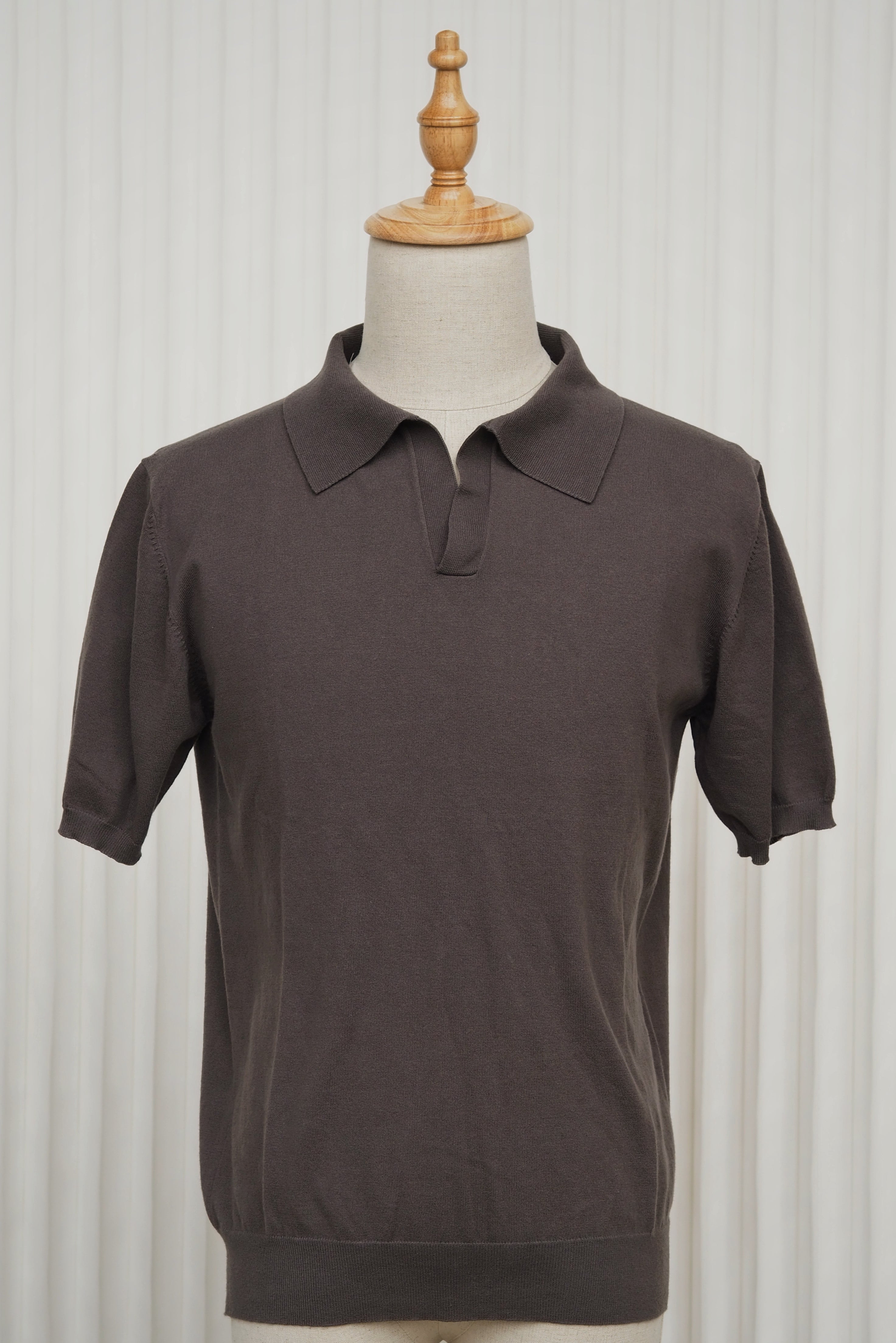 Jersey Knit Polo Tee - Brown - Assemble Singapore