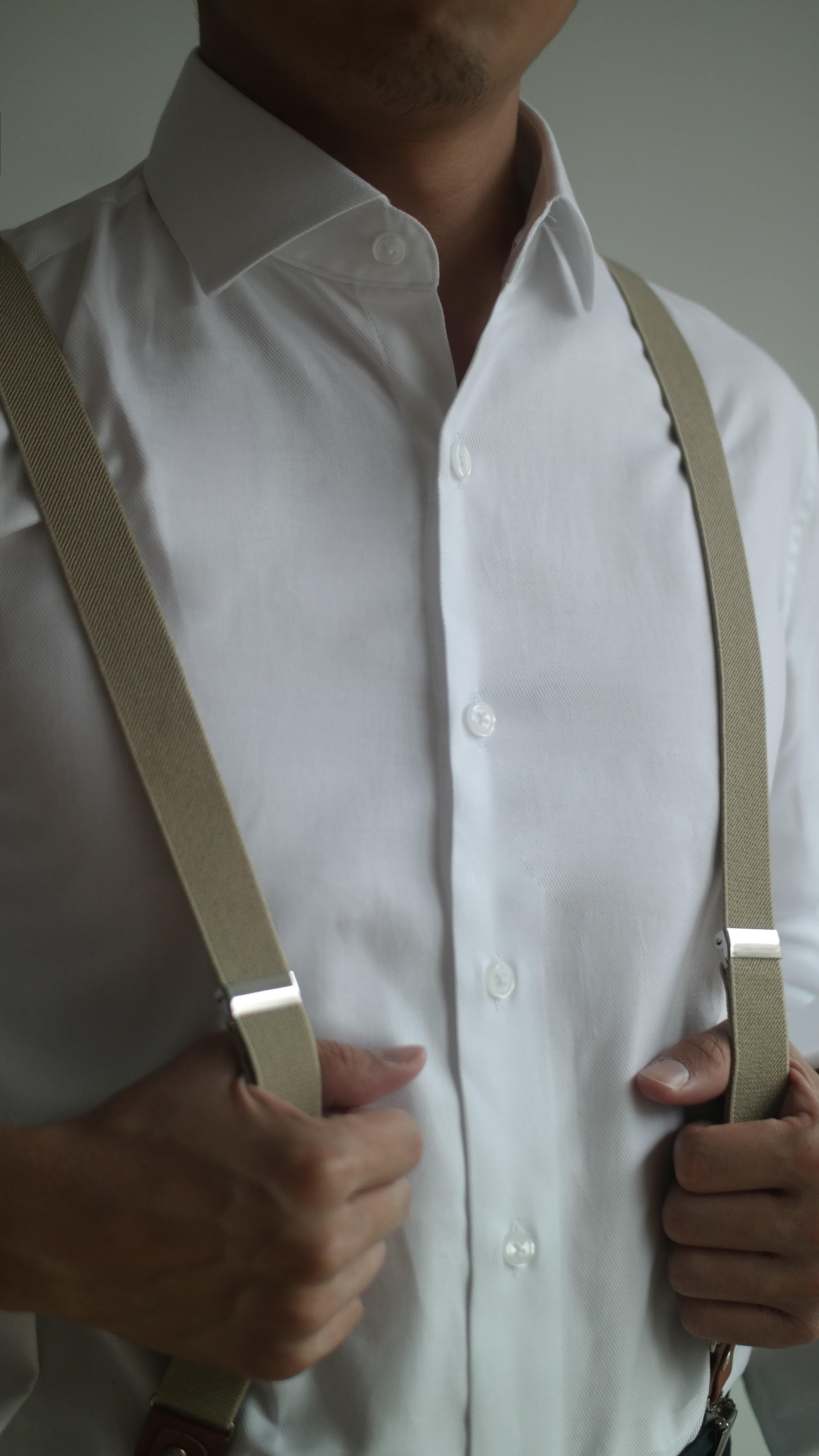 4 Prong Clip-On Suspenders - (Khaki) - Assemble Singapore
