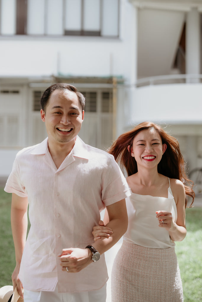 Pale Pink Short Sleeved Linen Camp Collar Shirt - Assemble Singapore